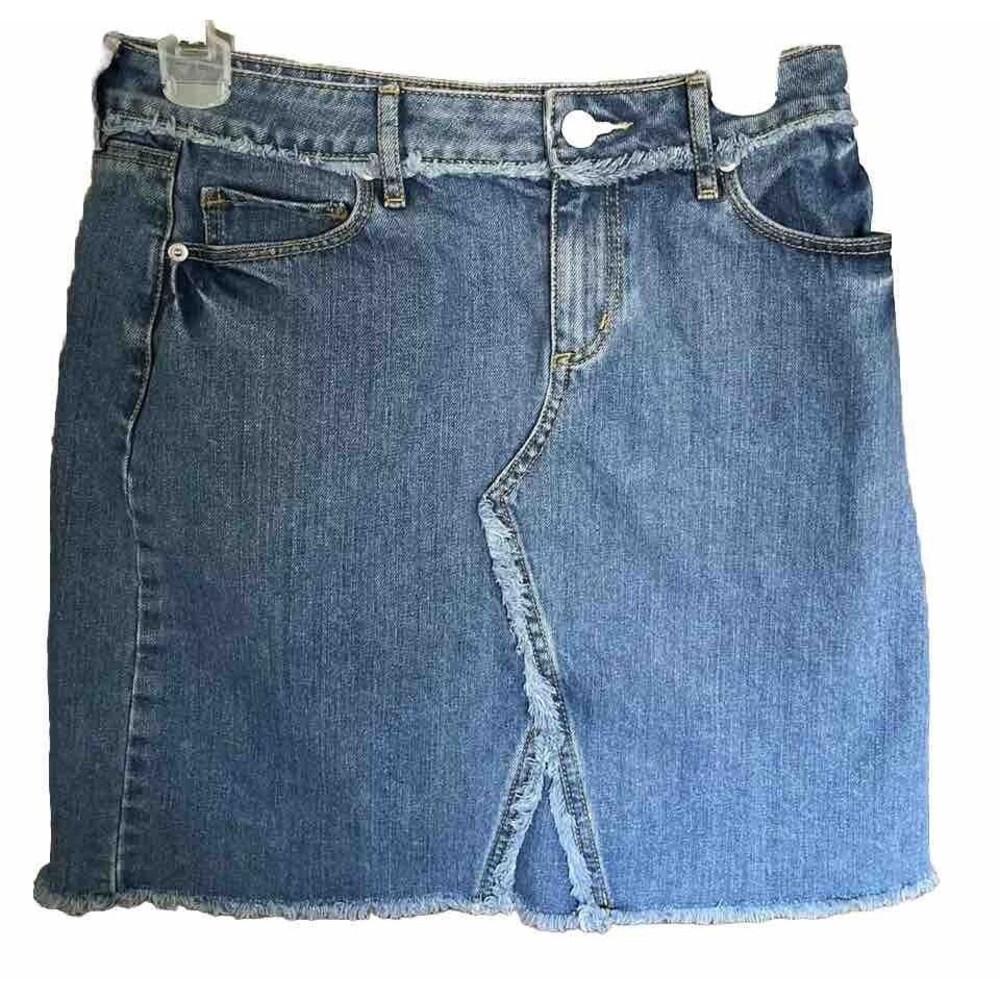 Loft Denim Fayered Women’s Mini Skirt Size 0 5 Pockets Casual Versatile